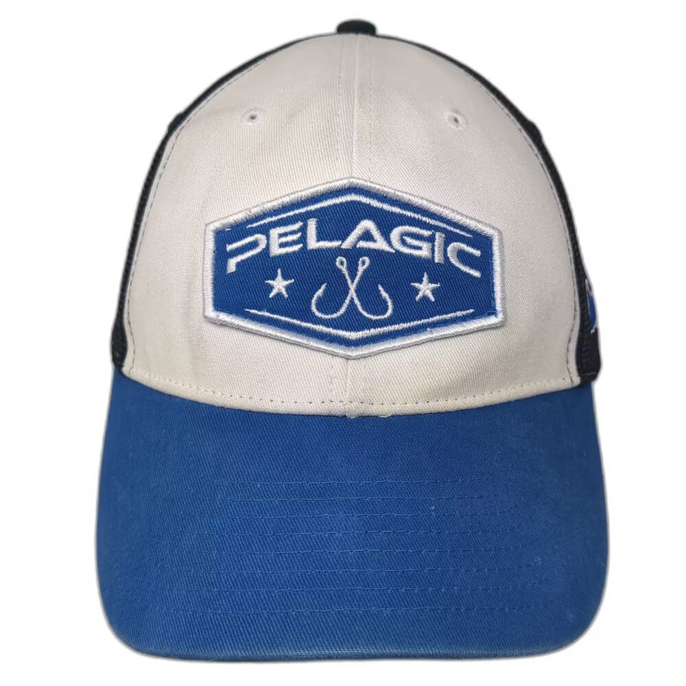 Pelagic Baseball Cap White Blue OS Hat Fishing Marlin Mesh Adjustable Strapback